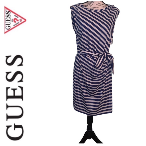 Guess Haley Dress Blue & Ivory Stripes NWT Size 12 - Picture 3 of 15